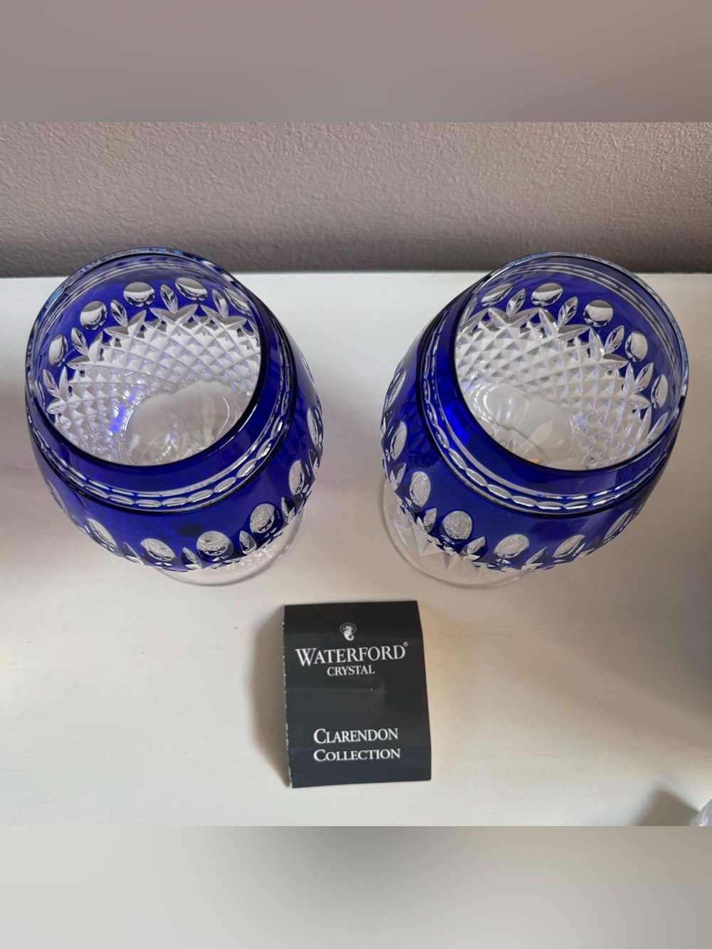 Waterford Clarendon Cobalt Blue Crystal Brandy Glasses, Pair - Picture 6 of 6